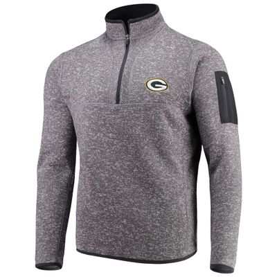 Antigua Men's Charcoal Green Bay Packers Fortune Quarter-Zip Pullover Jacket