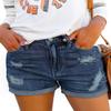Angerella Mid-Rise Denim Shorts for Women Frayed Distressed Jean Shorts Deep Blue Stretchy S view 1