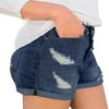 Angerella Mid-Rise Denim Shorts for Women Frayed Distressed Jean Shorts Deep Blue Stretchy S view 2