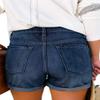 Angerella Mid-Rise Denim Shorts for Women Frayed Distressed Jean Shorts Deep Blue Stretchy S view 3