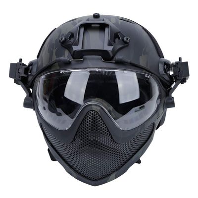 Integrated Tactical Airsoft Painball Full Face Protection, PJ Helmet F22, with Removable Steel Mesh Mask and Goggles