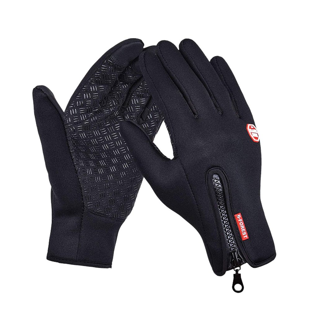 FOXLVDA Winter Warm Gloves for Men and Women, with Thin Sensitive Touchscreen Texting Fingers, Windproof and Waterproof Glove, for Daily Work, Cycling, Driving, Hiking (Black, Medium)