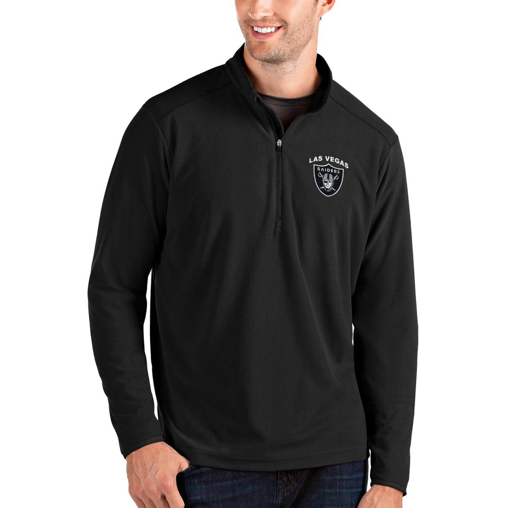 Antigua Men's Black Las Vegas Raiders Glacier Quarter-Zip Pullover Jacket