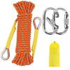 NTR Orange/Black/Blue Climbing Rope 10M(32ft) 20M(64ft) 30M(96ft) 50M(160ft), 8MM Static Rock Climbing Rope with 2 Steel Hooks, Rappelling Rope for Outdoor, Hiking Safety Escape Rope, Rescue Parachute view 1