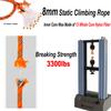 NTR Orange/Black/Blue Climbing Rope 10M(32ft) 20M(64ft) 30M(96ft) 50M(160ft), 8MM Static Rock Climbing Rope with 2 Steel Hooks, Rappelling Rope for Outdoor, Hiking Safety Escape Rope, Rescue Parachute view 4