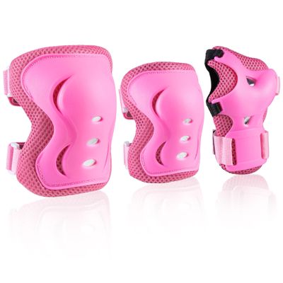 JBM Kids/Youth Knee Pad Elbow Pads and Wrist Guards Protective Gear Set for Skateboarding Cycling Roller Skating Inline Skating Scooter Riding Sports BMX Biking Sports (Pink)