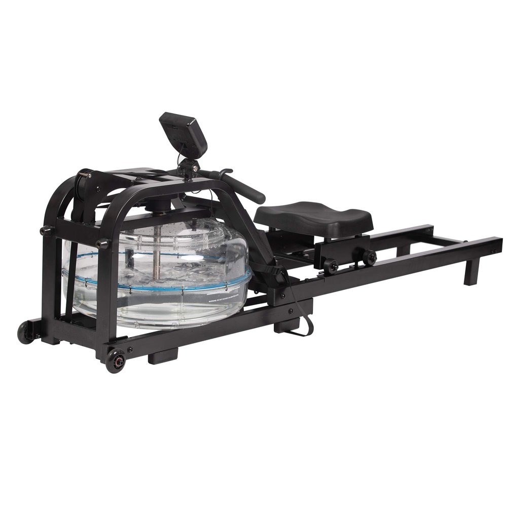 Koreyosh Rowing Machine Indoor Water Rower with LCD Digital Monitor Water Resistance Row Machine Home Gym Equipment for Whole Body Exercise Cardio Training,Stainless Steel