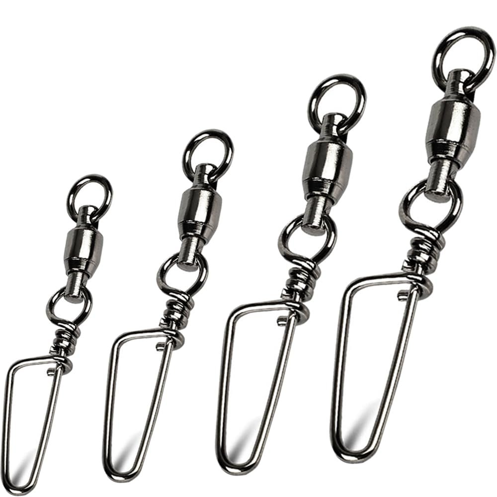 GERUITE Corrosion Resistance Fishing Snap Swivels Ball Bearing Swivels Black Nickel Fishing Swivels Saltwater Ball Bearing Swivels Barrel Swivels for Freshwater Fishing #10(20Pcs)