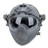Integrated Tactical Airsoft Painball Full Face Protection, PJ Helmet F22, with Removable Steel Mesh Mask and Goggles view 1