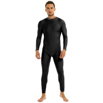 Shinsto Men's Adult Mock Neck Full Body Unitard Leotard Bodysuit Spandex Zentai Suits Costumes Black Large