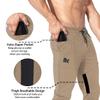 BROKIG Mens Thigh Mesh Gym Jogger Pants, Men's Casual Slim Fit Workout Bodybuilding Sweatpants with Zipper Pocket (Beige, X-Large) view 3