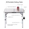 Folding Camp Table Small, 24''L x16''W with Adjustable Height Legs, Indoor Outdoor Lightweight Portable Aluminum Dining Table for Picnic Camping 2-Feet2 Heights 10"/19" view 3