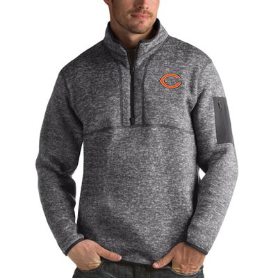 Antigua Men's Charcoal Chicago Bears Fortune Quarter-Zip Pullover Jacket