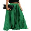 ebossy Women's High Waist Flowy Pleated Chiffon Maxi Skirt (X-Large, Green) view 1