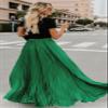 ebossy Women's High Waist Flowy Pleated Chiffon Maxi Skirt (X-Large, Green) view 4