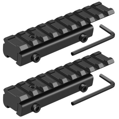 LONSEL Dovetail to Picatinny Rail Adapter 11mm Dovetail to 21mm Picatinny Rail Convert Mount - Low Profile Scope Riser Rail Adaptor - Base Mount 3/8" to 7/8" Converter (2 Pack)