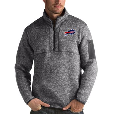 Antigua Men's Charcoal Buffalo Bills Fortune Quarter-Zip Pullover Jacket
