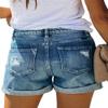 Angerella Women's Casual Button Denim Shorts Rolled Hem Jean Shorts Denim Shorts Juniors,Blue,Large view 3