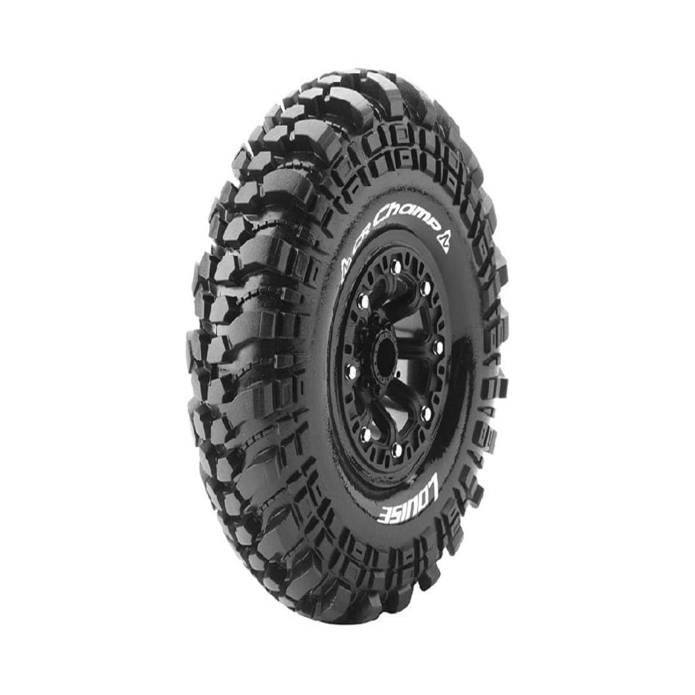 L-T3236VB Louise 2.2" CR Champ Tyres on Black 8 Spoke Rims - Glued Wheels 2Pcs