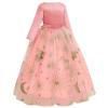 Flower Girls Long 3/4 Sleeve Velvet Dress Wedding Bridesmaid Party Pageant Tulle Princess Formal Prom Ball Gown Floor Length First Communion Birthday Dance Evening Dress Gold Stars Pink 13-14 Years view 2