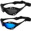 Hurricane Eyewear Category 4 Polarized Jet Ski Floating Goggles 2 Pairs Black Padded Frames Smoke & Blue Mirror Lenses view 1