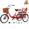 Tricycle Adult Folding Bicycle Comfortable seat 3 Wheel Bicycle Rear Enlarged Vegetable Basket Double Chain 20inch Shock Absorber Front Fork for Parents and Children Maximum Load 440lbs (Red) view 1