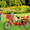 Tricycle Adult Folding Bicycle Comfortable seat 3 Wheel Bicycle Rear Enlarged Vegetable Basket Double Chain 20inch Shock Absorber Front Fork for Parents and Children Maximum Load 440lbs (Red) view 2
