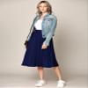 Made By Johnny WB2371 Women's High Elastic Waist Pleated Mid A-Line Swing Skirt XL Navy view 2