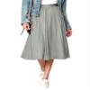 Made By Johnny WB2371 Women's High Elastic Waist Pleated Mid A-Line Swing Skirt XL Grey view 1