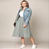 Made By Johnny WB2371 Women's High Elastic Waist Pleated Mid A-Line Swing Skirt XL Grey view 2