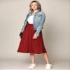 Made By Johnny WB2371 Women's High Elastic Waist Pleated Mid A-Line Swing Skirt L Rust view 2