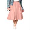 Made By Johnny WB2371 Women's High Elastic Waist Pleated Mid A-Line Swing Skirt XXL Pink view 1