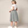 Made By Johnny WB2371 Women's High Elastic Waist Pleated Mid A-Line Swing Skirt XXL Grey view 3