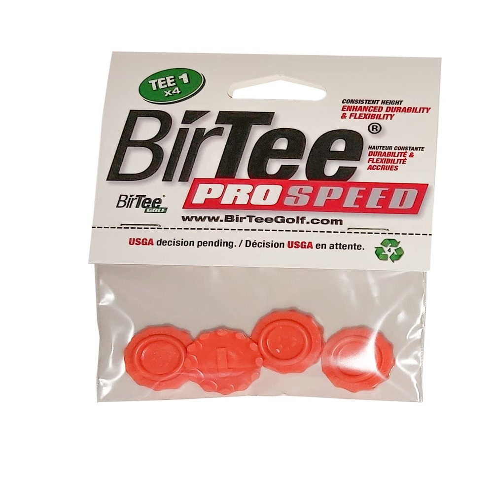 BirTee Pro Golf Tees - Size #1 (1/4") Individual Size Pack - 4 Tees Per Pack. Winter/Mat/Simulator Tees (Orange)