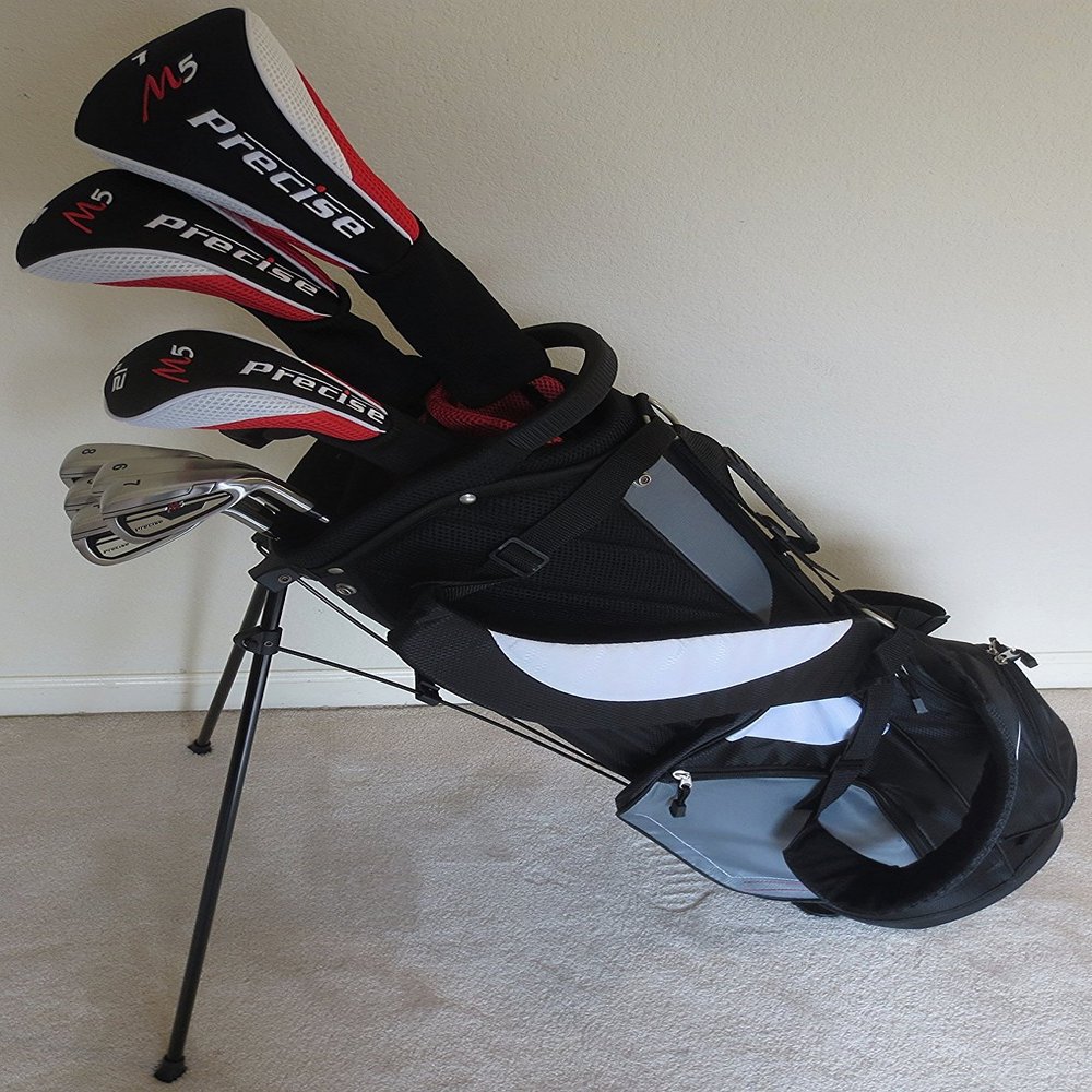 New Mens Golf Set Complete Driver, Fairway Wood, Hybrid, Irons, Putter, Clubs, Stand Bag Regular Flex