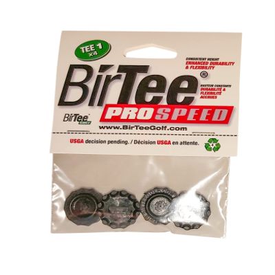 BirTee Pro Golf Tees - Size #1 (1/4") Individual Size Pack - 4 Tees Per Pack. Winter/Mat/Simulator Tees (Black)