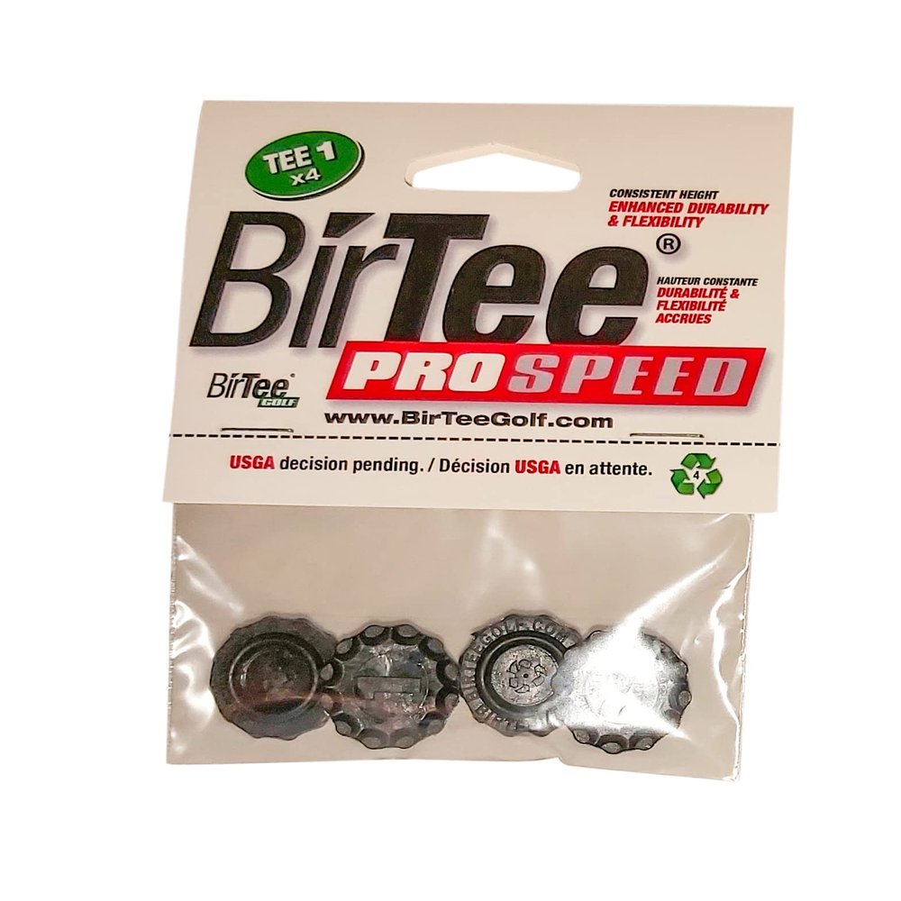 BirTee Pro Golf Tees - Size #1 (1/4") Individual Size Pack - 4 Tees Per Pack. Winter/Mat/Simulator Tees (Black)