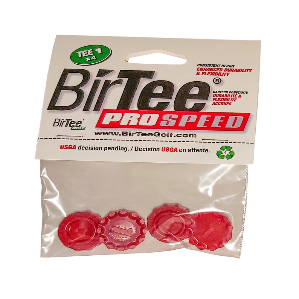 BirTee Pro Golf Tees - Size #1 (1/4") Individual Size Pack - 4 Tees Per Pack. Winter/Mat/Simulator Tees (Red)