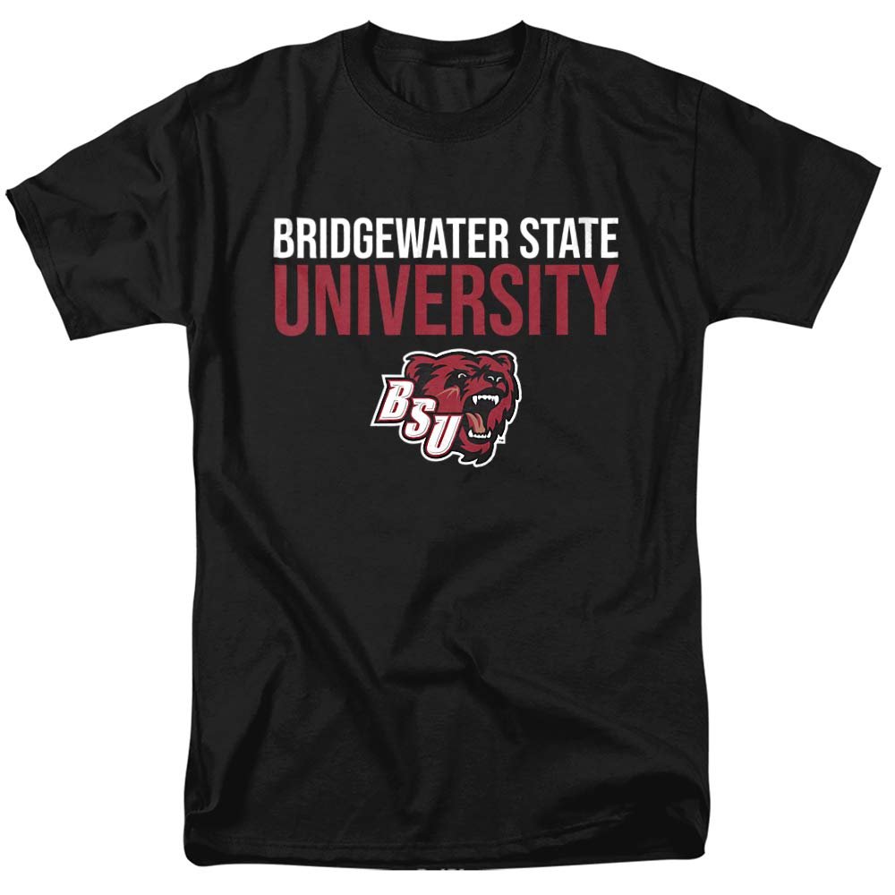 Bridgewater State University Official Stacked Unisex Adult T-Shirt, Black, 5X-Large