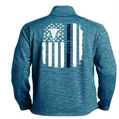 Trauma Team Distressed American Flag Port Authority Custom Zip Up Crew Jacket