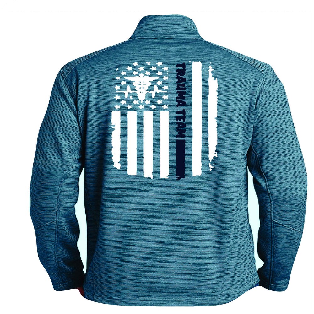 Trauma Team Distressed American Flag Port Authority Custom Zip Up Crew Jacket