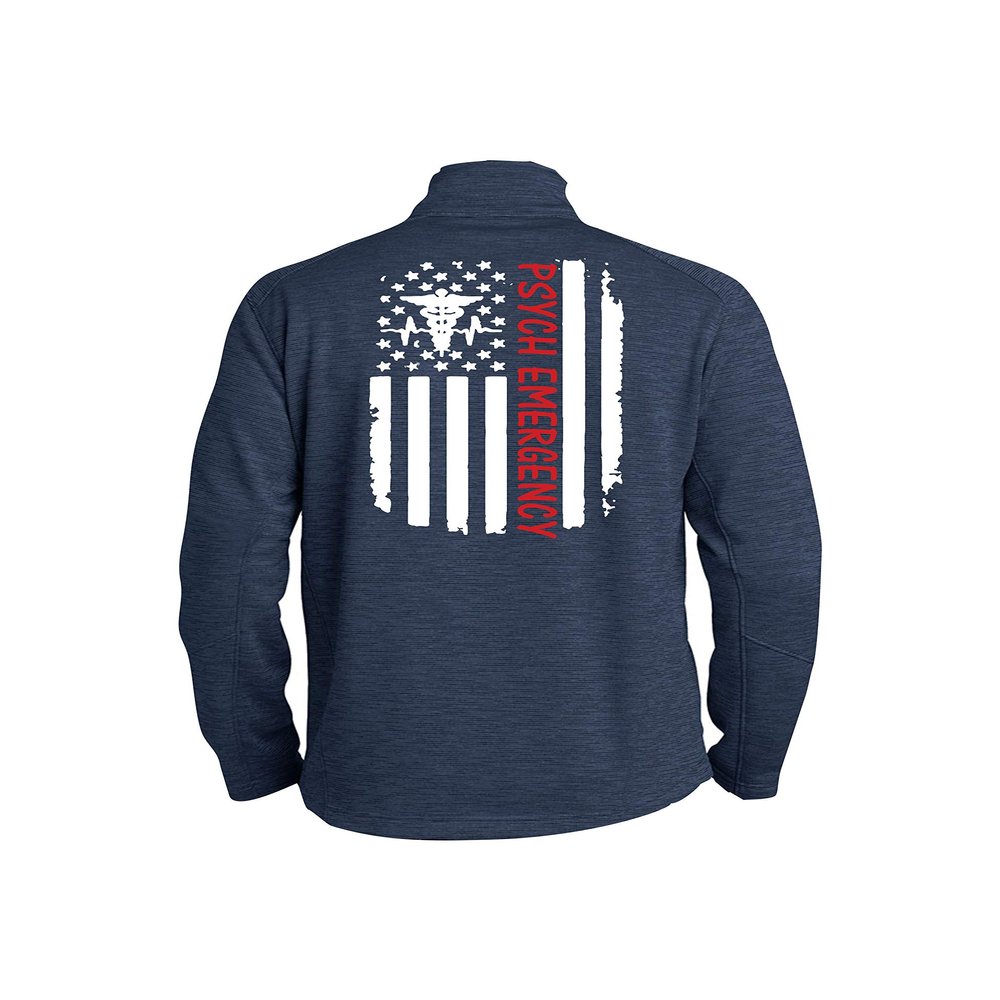 Psych Emergency Distressed American Flag Port Authority Custom Zip Up Crew Jacket