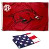 College Flags & Banners Co. University of Arkansas SEC Logo Flag and USA 3x5 Flag Set view 1