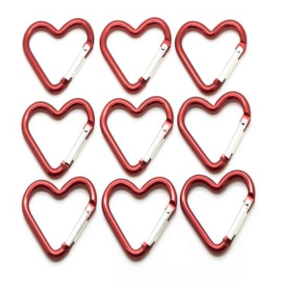 Pack 100 Heart Shaped Aluminum Alloy Keychain Clip Carabiner Hook Key Holder by ONDEPOT (Red Heart Clip)
