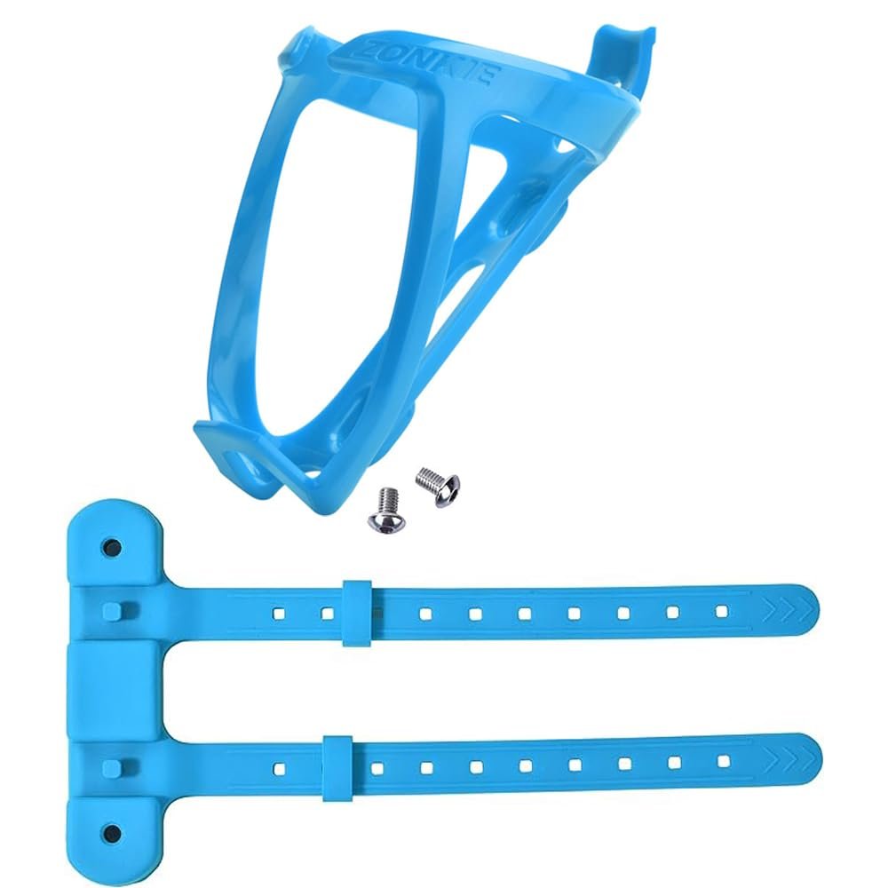 ZONKIE Bicycle Bottle Cages, Plastic Bike Bottle Holder with Cage Mounting Base (Blue)