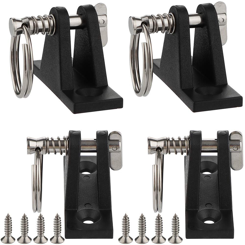 4 Pack Marine Grade Nylon Bimini Top 90Plastic Deck Hinge with Pin and Ring, 316 Stainless Steel, Free Installation Screws