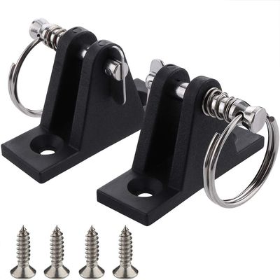 2 Pack Marine Grade Nylon Bimini Top 90Plastic Deck Hinge with Pin and Ring, 316 Stainless Steel, Free Installation Screws