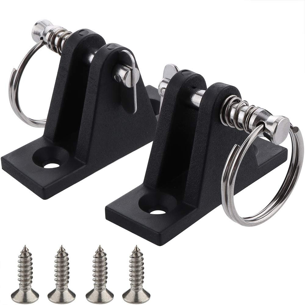2 Pack Marine Grade Nylon Bimini Top 90Plastic Deck Hinge with Pin and Ring, 316 Stainless Steel, Free Installation Screws