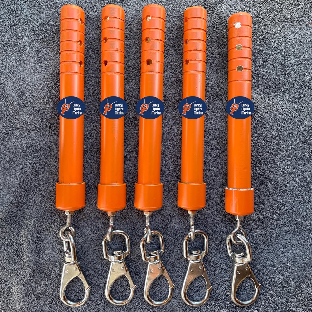 Blinky Lights Marine Lobster Crab Hoop Net Marker Buoy Float End Stick Orange, Pack of 5