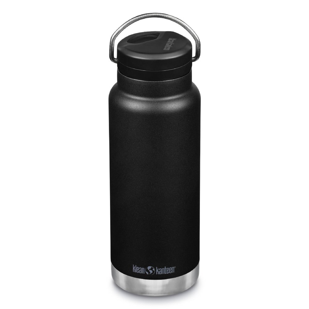 Klean Kanteen TKWide Insulated Bottle  Twist Cap, Steel Straw  Workouts/Sports  Black 32 oz